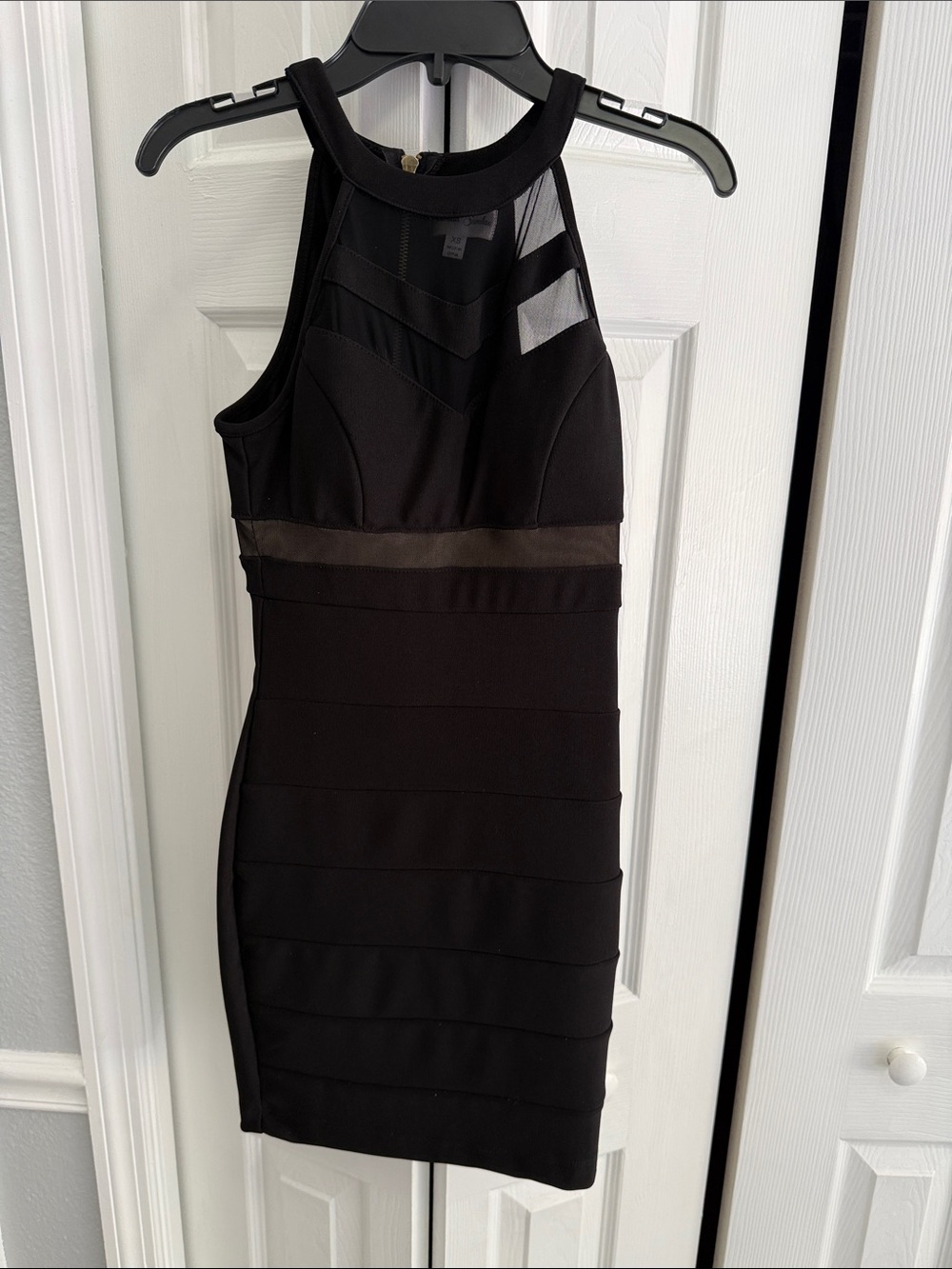 Emerald Sundae Black Mesh Panel Bodycon Dress